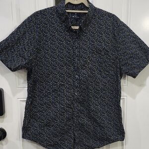 Ben Sherman Blue And Brown Leaf Foliage Print Casual Button Down Shirt Men's Lrg